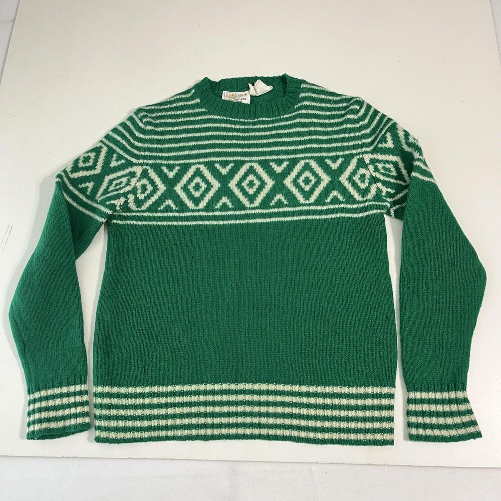 Aston Sweater VTG 50s Womens Large Shetland Wool Fair Isle Crewneck Knit Blarney